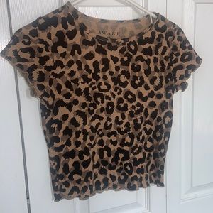 Cheetah Print Short Sleeve Crop Top- Women’s XS
